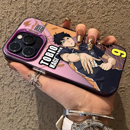 Anime Haikyuu Plating Hard Phone Case for iPhone 16 15 14 13 12 11 Pro Max XS X XR 8 7 Plus SE 2020 Shockproof Matte Back Cover