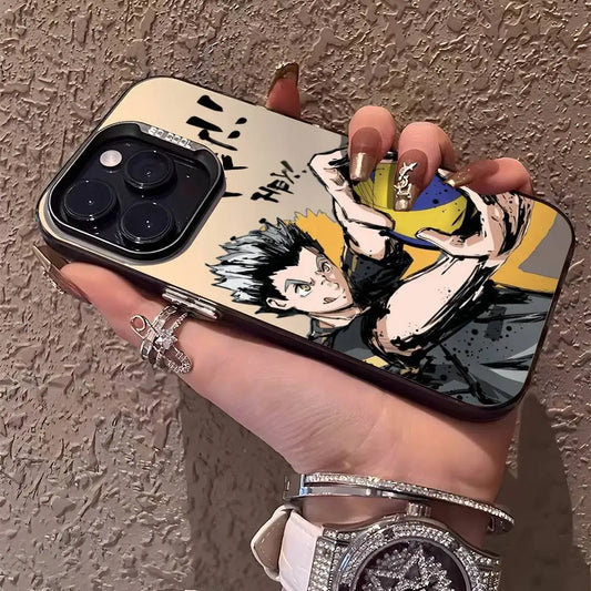 Anime H-HaiKyuu Phone Case For iPhone 16 15 14 13 12 11 Plus Pro Max multicolor Aurora laser Shockproof Funda Cover
