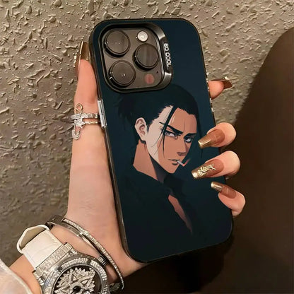 Attack on Titan E-Eren y-Yeager Phone Case For iPhone 17,16,15,14,13,12,11Plus,Pro Max,XS,Colorful Silver Phone case Funda Cover