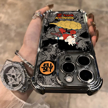 Luxury D-Dragons G-Gokus Plating Phone Case For iPhone 17 17e 16e 16 15 14 13 12 11 Pro Max XSMax Mini Air Plus Anti-Fall Balls