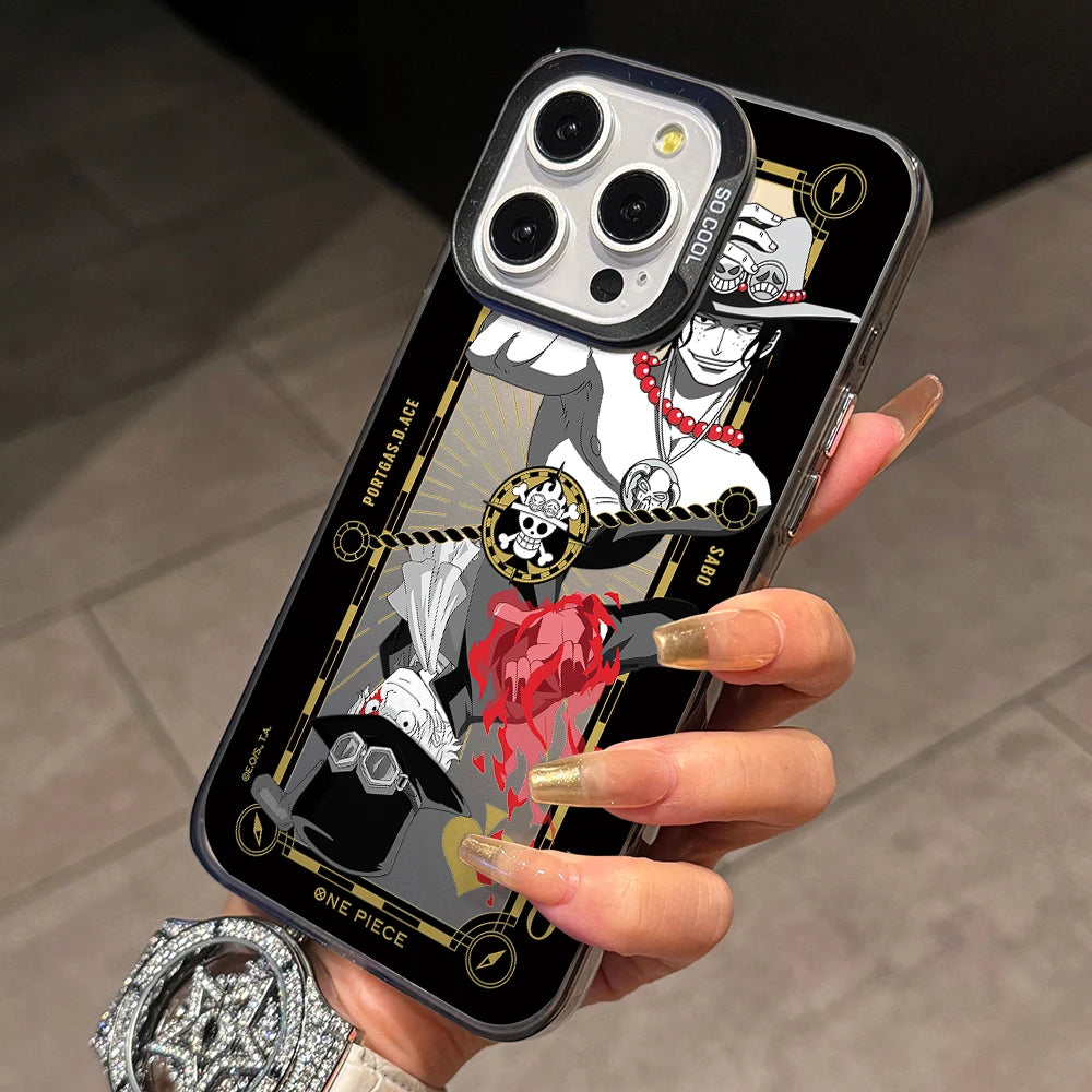 One Luffies Z-Zoroes Pieces Phone Case for iPhone 17 Air 16 16e 15 14 Plus 13 12 11 Pro Max X Xs XR 8 Colorful Silver Hard Cover