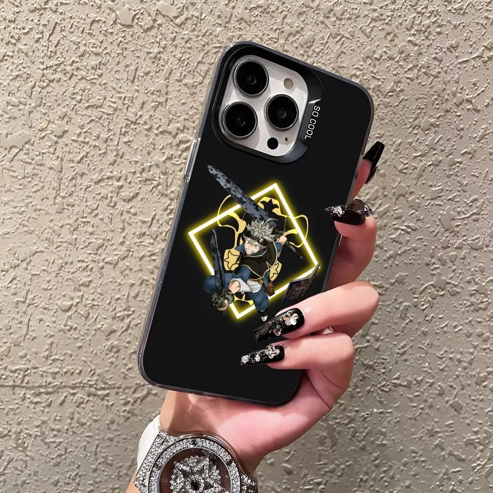 Asta Cartoon B-Black Clover Phone Case For IPhone17 Air 16 15 14 Plus 13 12 11 Pro 7 8 XS Max XR Silver Black Bumper Case