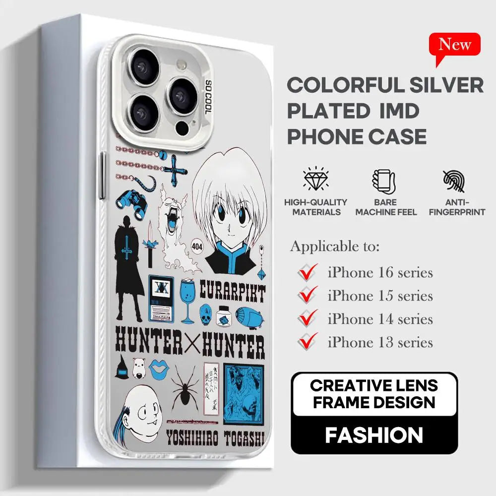 HUNTER HUNTER Phone Case For lMDColor Silver Shell For lPhone 17 16 e 15 14 13 12 11 Pro Max Plus
