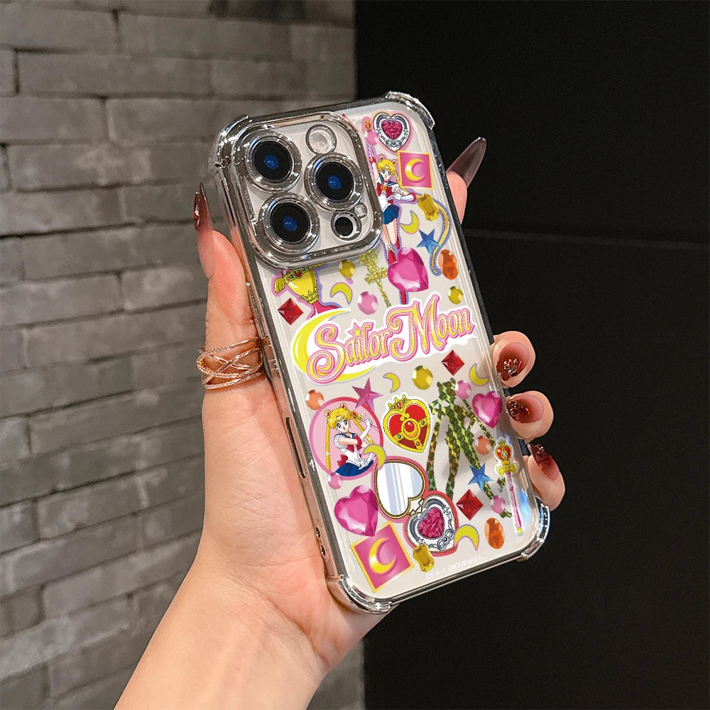 Lovely Cartoon m-moons Plating Phone Case For s-sailor Samsung S26 S25 S24 S23 S22 S21 20 Edge Plus Ultra 4G 5G Anti Fall Airbag