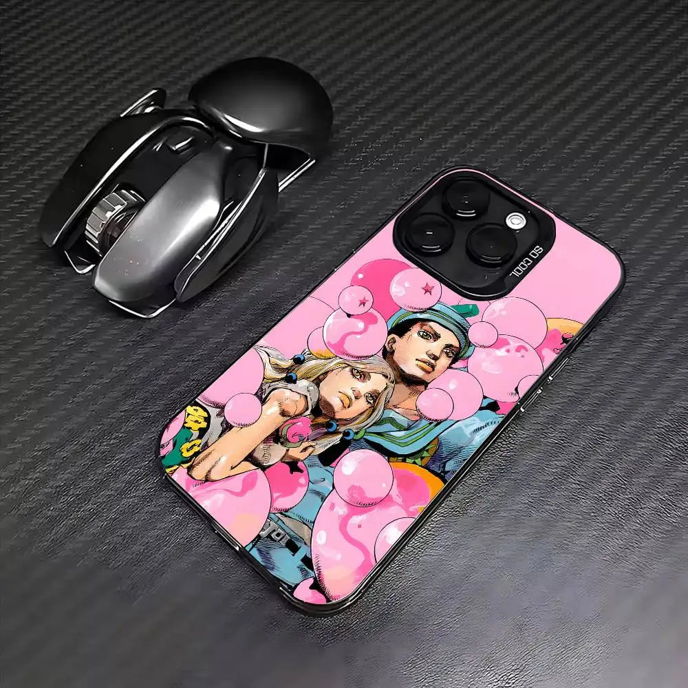 JOJOS B-Bizarres Adventures Phone Case For iPhone 17,16,15,14,13,12,11 Plus,Pro Max,Colored Silver Phone Case