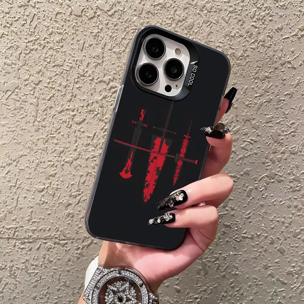 Asta Cartoon B-Black Clover Phone Case For IPhone17 Air 16 15 14 Plus 13 12 11 Pro 7 8 XS Max XR Silver Black Bumper Case