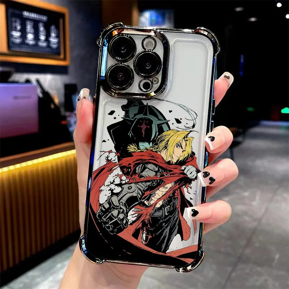 Anime Fullmetal Alchemist Plating Phone Case For Xiaomi 15 14 13 Poco F4 F5 X7 X6 X5 X3 Pro Ultra 5G Anti Fall Airbag Back Cover
