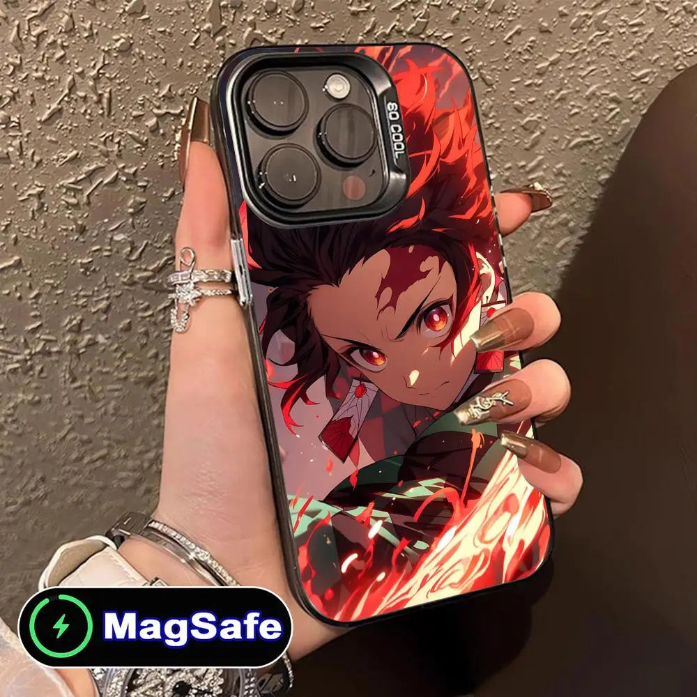 Demon Slayer Tanjiro Phone Case for iPhone 16 15 14 13 12 11 Pro Max Plus MagSafe Translucent Colour Printing Smartphone Cover