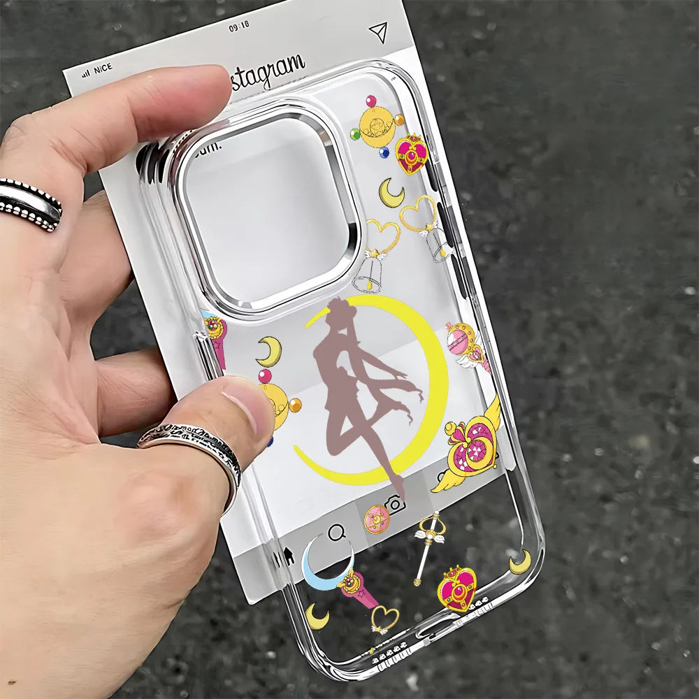 Anime S-Sailors M-Moons Phone Case For iPhone 17 16e 16 15 14 13 12 11 mini Pro Max X XR XSMAX 8 7 Air Plus Clear Soft Cover