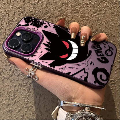 Cartoon P-Pokemon Gengar Plating Phone Case for iPhone 17 16 15 14 13 12 11 Pro Max Plus 17 Air 16E X XR XS Max Back Cover