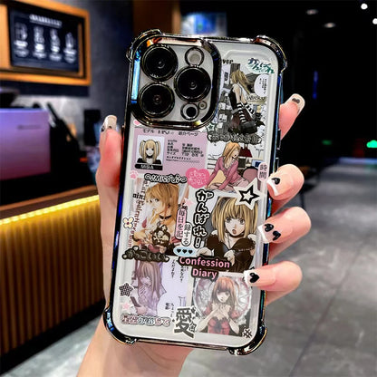 Anime DEATH NOTE Misa Amane Plating Phone Case For iPhone 17 16e 16 15 14 13 12 11 Pro Max X XR XSMax Mini Air Plus Anti-Fall