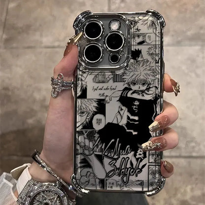 Black Hot Anime HUNTER×HUNTER Plating Case For Samsung S25 S24 S23 S22 S21 S20 FE Note20 Plus Ultra 4G 5G Anti Fall Airbag Cover