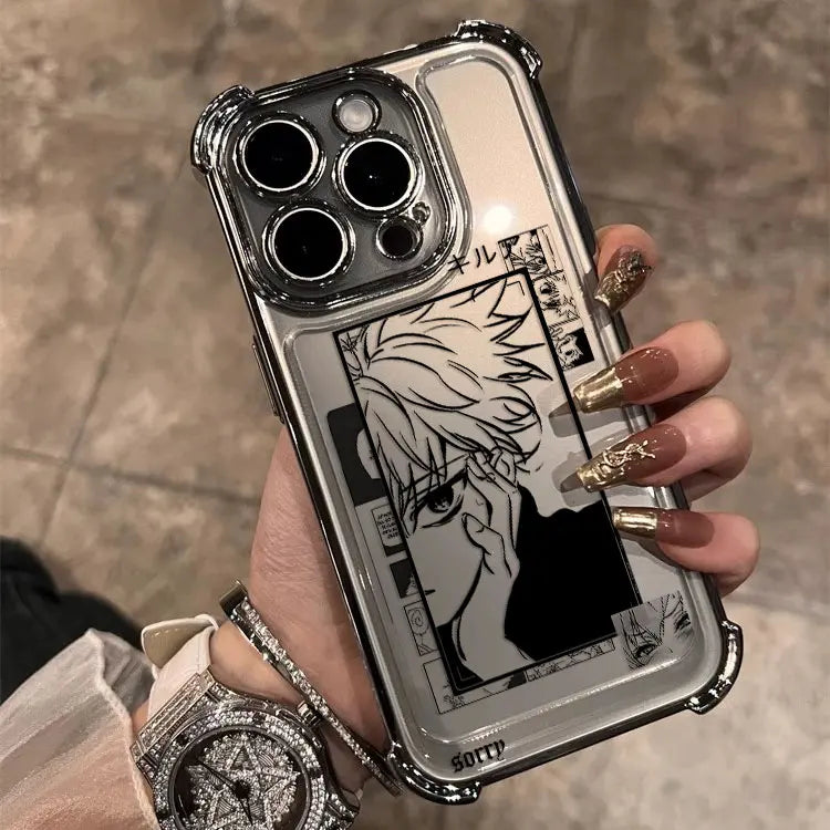 Black Hot Anime HUNTER×HUNTER Plating Case For Samsung S25 S24 S23 S22 S21 S20 FE Note20 Plus Ultra 4G 5G Anti Fall Airbag Cover