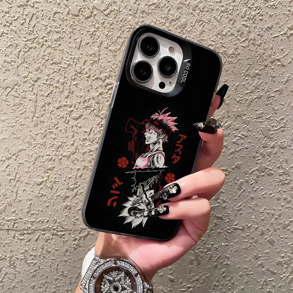 Asta Cartoon B-Black Clover Phone Case For IPhone17 Air 16 15 14 Plus 13 12 11 Pro 7 8 XS Max XR Silver Black Bumper Case