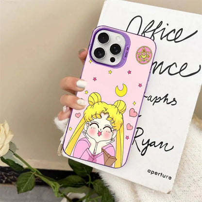 Anime S-Sailor M-Moon Phone Case For iPhone 17 16 15 14 13 12 11 Pro Max Color Black Matte Cover