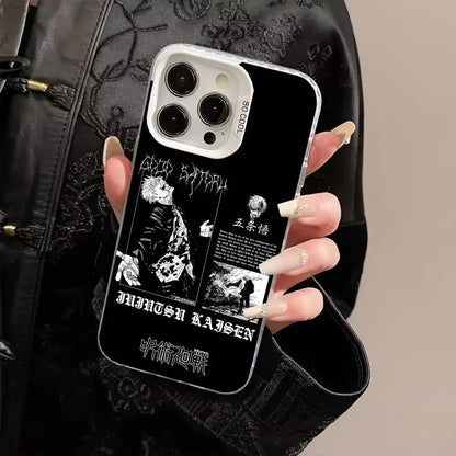 Anime J-Jujutsu K-Kaisen Gojo Phone Case IMD Phone Case For iPhone 16 15 14 13 12 11 Pro Max Plus Color Silver Cover