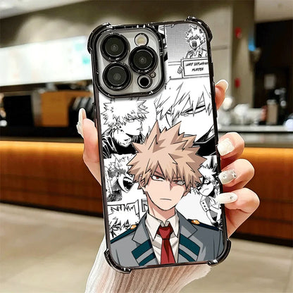 MHA My Hero Bakugou Katsuki Plating Phone Case For iPhone 16 17 Pro Max Air 17E 16E 14 15 Plus 12 13 11 Anti-Fall Protection Cov