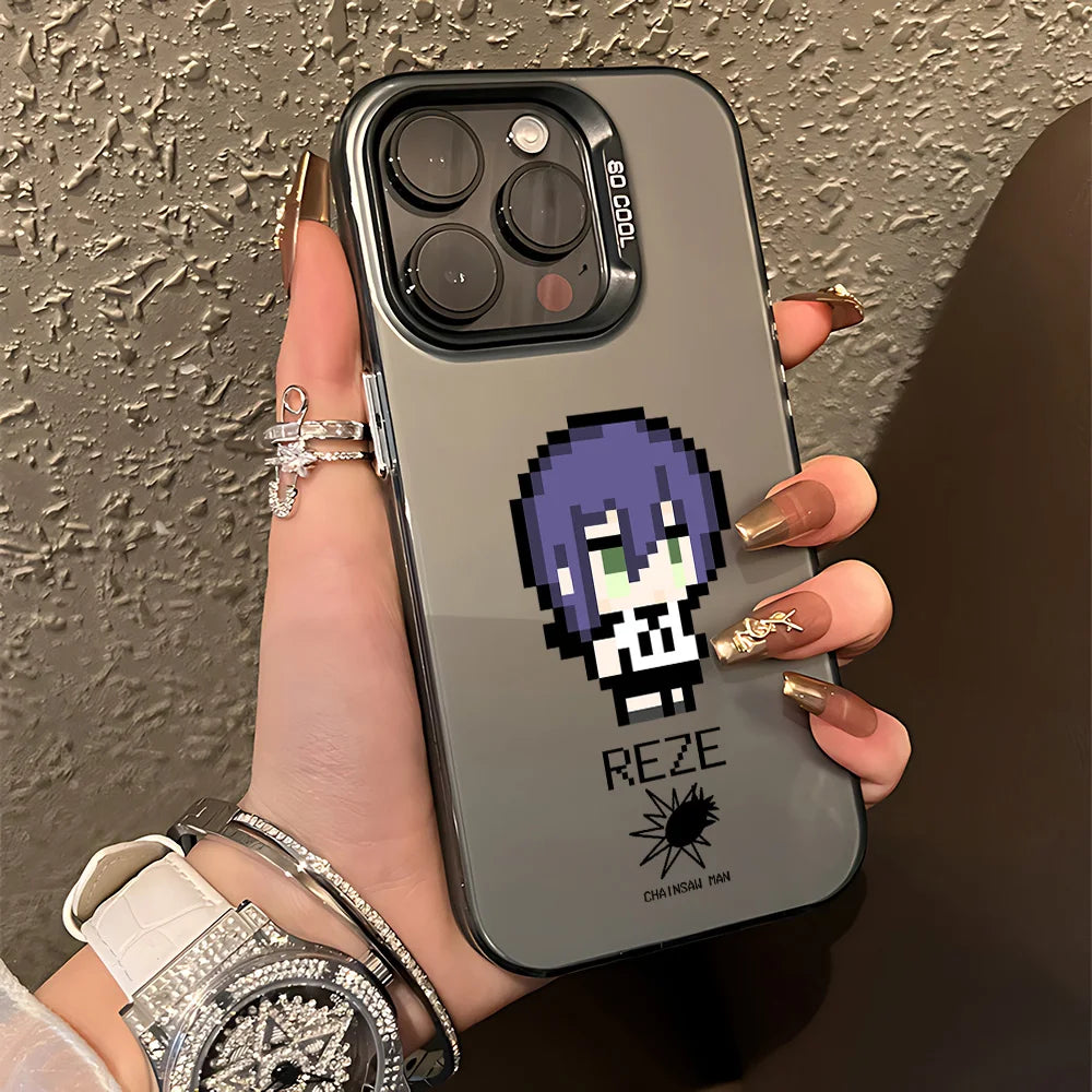lovely pixel Matte Phone Case for Oppo A5x A5 A3x A60 A79 A98 A1 A78 A58 A38 A18 A57 A76 A17 A94 A74 F29 Pro 4G 5G chainsaw man