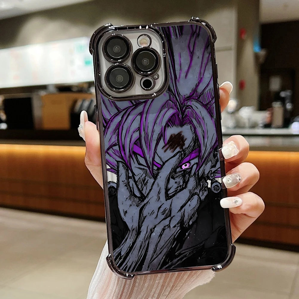 Dragon Ball anime sketch Plating Phone Case For iPhone 17 17e 16 15 14 13 12 11 Pro Max X XR 7 8 Mini Air Plus Anti-Fall Airabag