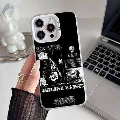 Anime J-Jujutsu K-Kaisen Gojo Phone Case IMD Phone Case For iPhone 16 15 14 13 12 11 Pro Max Plus Color Silver Cover