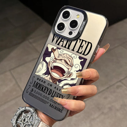 Luffys Nika Wanted Phone Case for iPhone 17 Air 16 16e 15 14 Plus 13 12 11 Pro Max X Xs XR 8 Colorful Silver Hard Cover