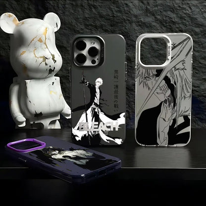 Black Anime Bleachs Kurosaki Ichigo Phone Case For iPhone 16 15 14 13 12 11 Pro Max X XR XSMAX 8 7 Plus Candy Matte Back Cover