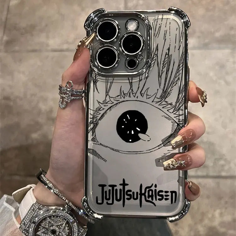 Hot Anime Jujutsu Kaisen Gojo Plating Phone Case For iPhone 16e 15 14 13 12 11 Pro Max X XR XSMax 7 8 6 Plus Anti-Fall Airabag