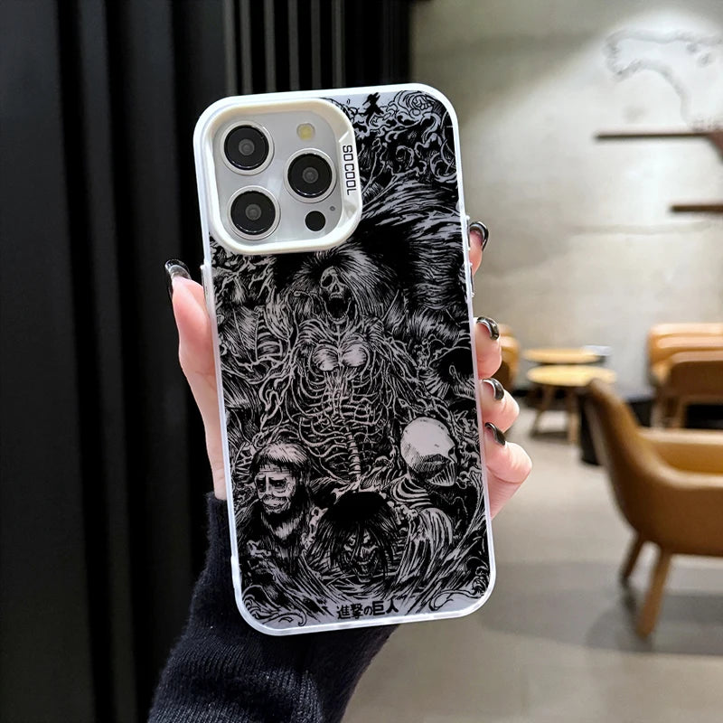 Attack on Titan Frosted Case for iPhone 17 Air 16 E 15 14 Plus 13 12 Mini 11 Pro Max Washable Acrylic Silicone Hard Edge Cover