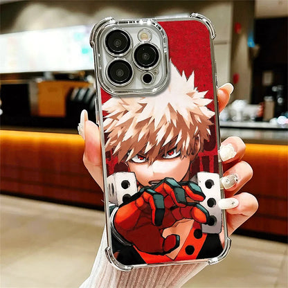 MHA My Hero Bakugou Katsuki Plating Phone Case For iPhone 16 17 Pro Max Air 17E 16E 14 15 Plus 12 13 11 Anti-Fall Protection Cov