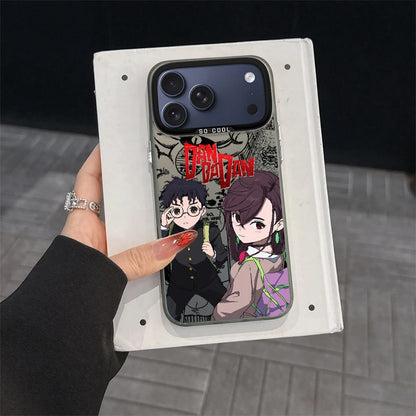 DAN DA DAN Anime Phone Case For iPhone 11 12 13 14 15 16 17 E Pro Max Plus Mini Electroplated Silver IMD Laser Black Cover
