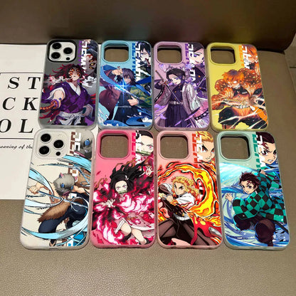 Japan Anime Demon Slayer Silicone Matte Candy Color 2 in 1 Phone Case for iPhone 17 Air 16e 16 15 14 13 Plus 12 11 Pro X XR Max