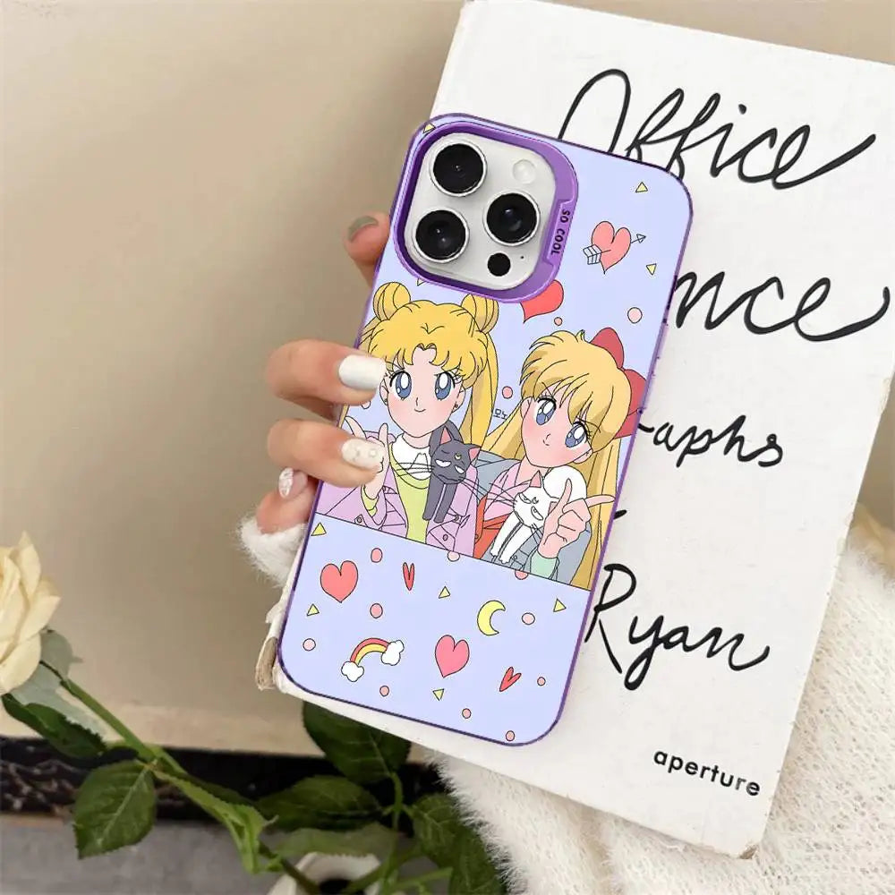 Anime S-Sailor M-Moon Phone Case For iPhone 17 16 15 14 13 12 11 Pro Max Color Black Matte Cover