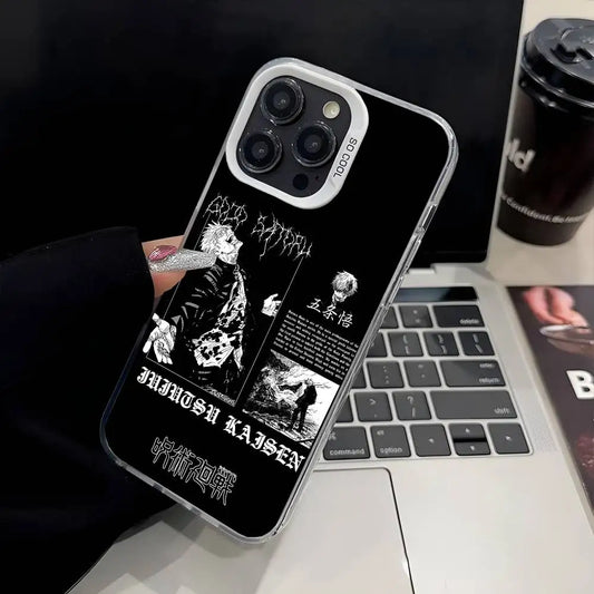 Anime J-Jujutsu K-Kaisen Gojo Phone Case IMD Phone Case For iPhone 16 15 14 13 12 11 Pro Max Plus Color Silver Cover
