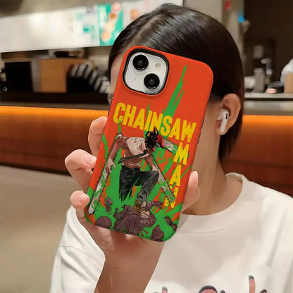 Power Chainsaw Man Anime Phone Case Hard PC For IPhone 16 Pro Max 16 15 14 Plus 13 12 11 Two-in-one Glossy HD Cover
