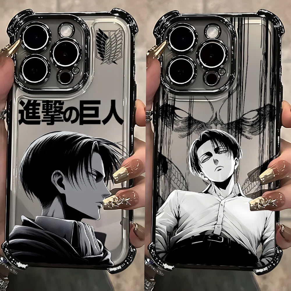 Anime Attack On Titan Levi Plating Phone Case For iPhone 17 16e 16 15 14 13 12 11 Pro Max X 7 8 Mini Air Plus Anti-Fall Airabag