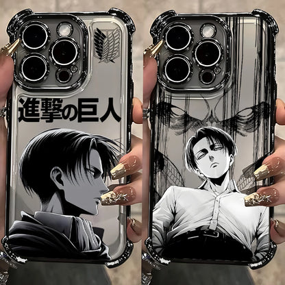 Anime Attack On Titan Levi Plating Phone Case For iPhone 17 16e 16 15 14 13 12 11 Pro Max X 7 8 Mini Air Plus Anti-Fall Airabag