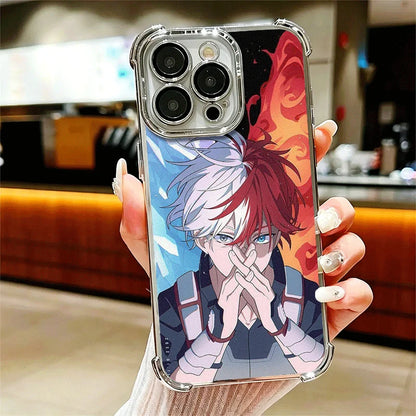 MHA My Hero Todoroki Shoto Soft Phone Case For iPhone 15 16 17 Air 14 Pro Max 16E Plus 13 12 Mini Plating Anti-Fall Fundas