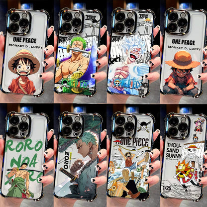 HOT Anime Ones Pieces Plating Phone Case For iPhone 17 17e 16 15 14 13 12 11 Pro Max X XR XSMax Mini Air Plus Anti-Fall Airabag