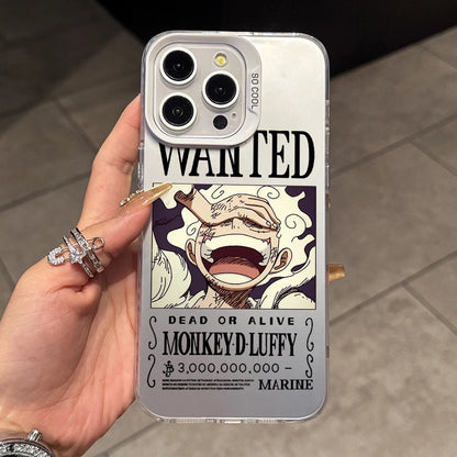 Luffys Nika Wanted Phone Case for iPhone 17 Air 16 16e 15 14 Plus 13 12 11 Pro Max X Xs XR 8 Colorful Silver Hard Cover