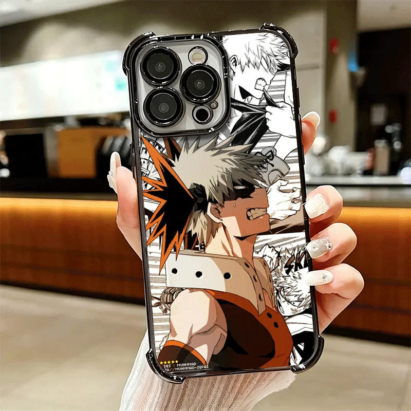 MHA My Hero Bakugou Katsuki Plating Phone Case For iPhone 16 17 Pro Max Air 17E 16E 14 15 Plus 12 13 11 Anti-Fall Protection Cov