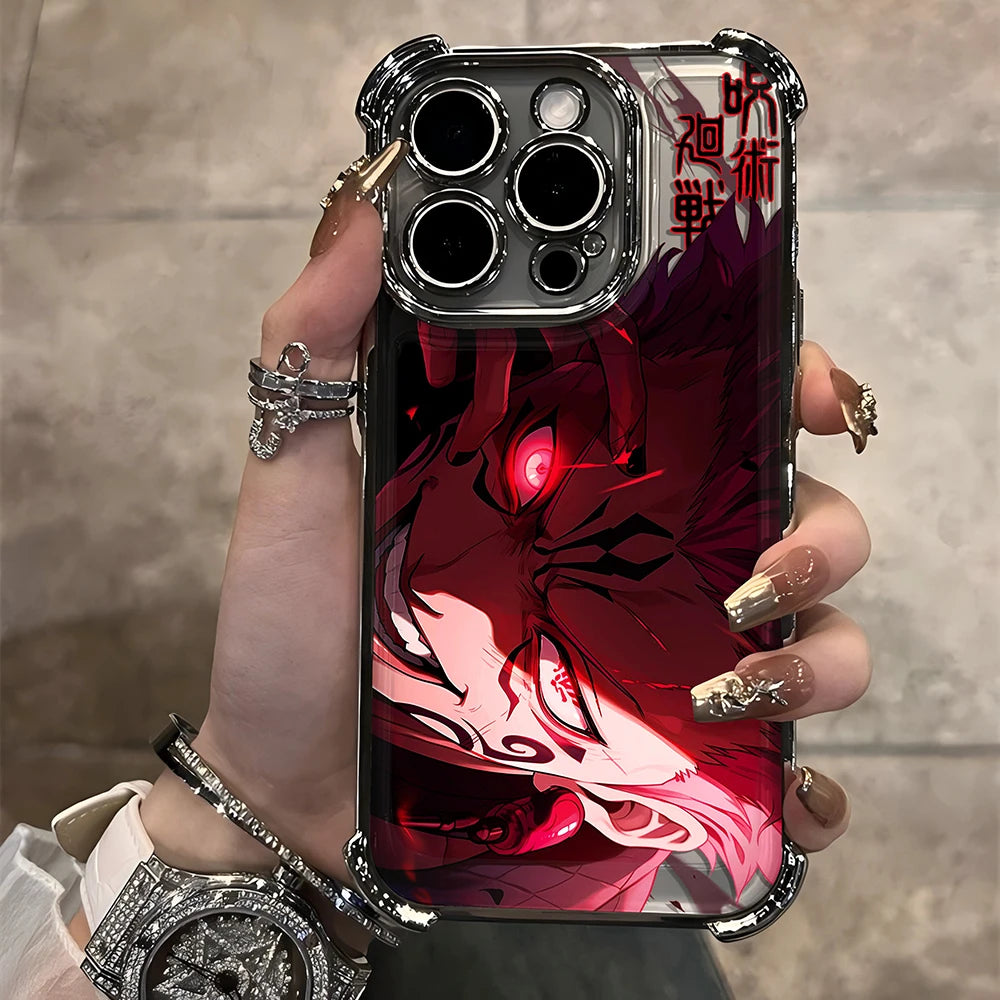 Jujutsu Kaisen Gojo Satoru New Plating Case For iPhone 16 15 14 13 12 11 Pro Max X XR XSMax 7 8 6 Plus Anti-Fall Airabag Back