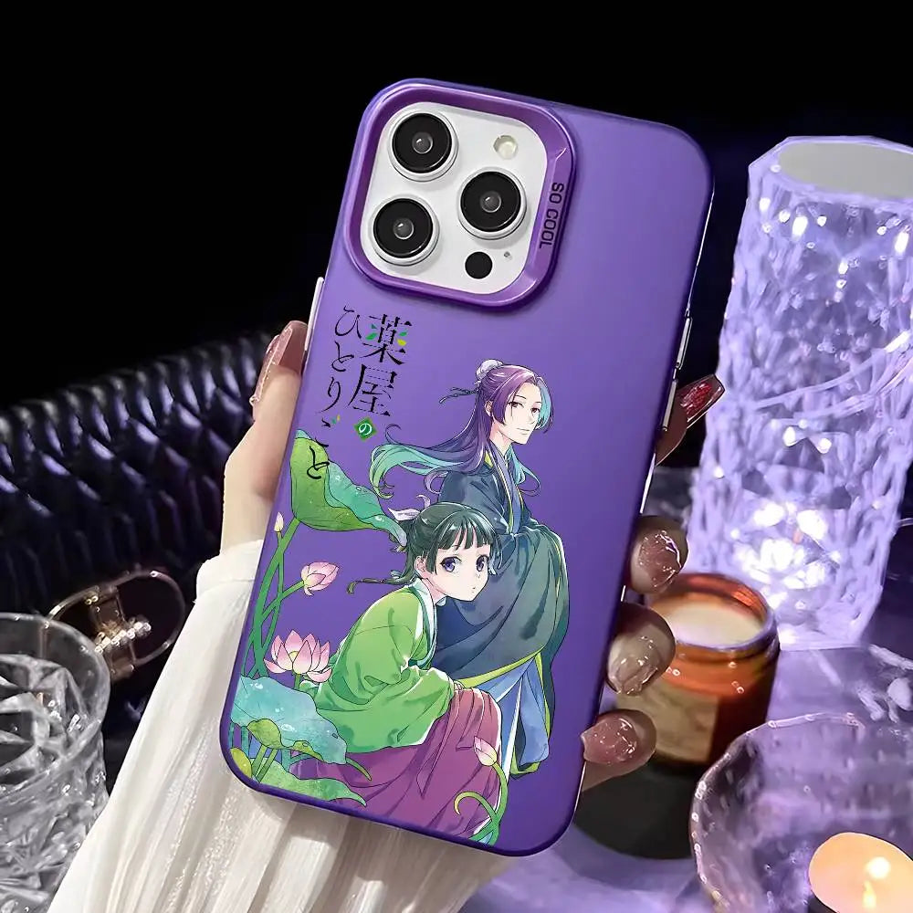 Anime the Apothecary Diaries Phone Case For iPhone 16 15 14 13 12 11 Pro Max White Purple Matte Laser Metallic Aurora Funda