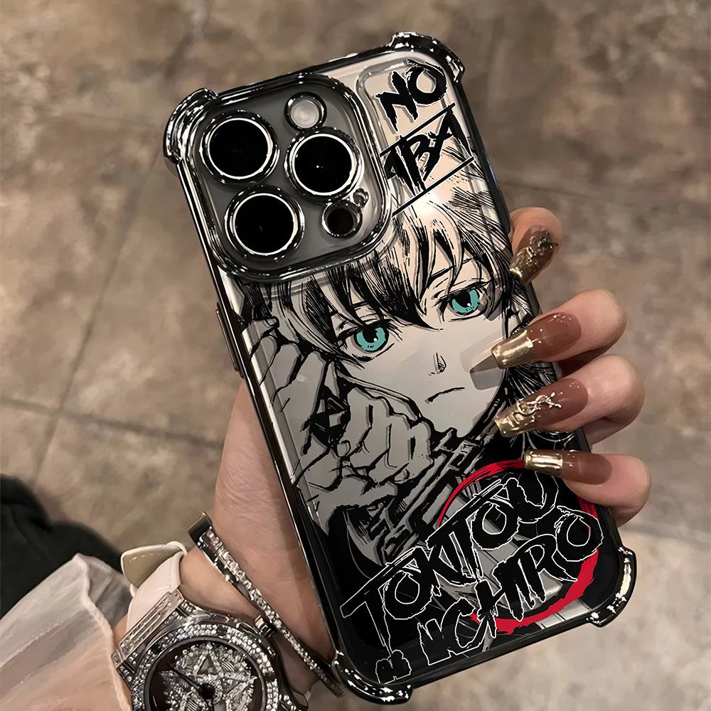 Anime Demons Slayers Plating Phone Case For iPhone 17 16e 16 15 14 13 12 11 Pro Max X XR XSMax 8 Mini Air Plus Anti-Fall Airabag