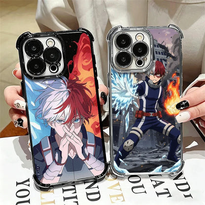MHA My Hero Todoroki Shoto Soft Phone Case For iPhone 15 16 17 Air 14 Pro Max 16E Plus 13 12 Mini Plating Anti-Fall Fundas