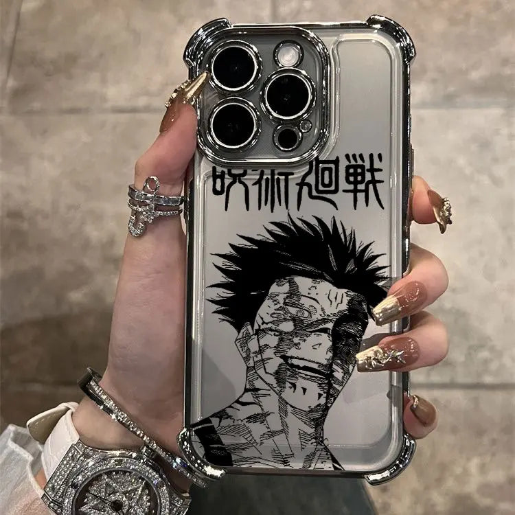 Hot Anime Jujutsu Kaisen Gojo Plating Phone Case For iPhone 16e 15 14 13 12 11 Pro Max X XR XSMax 7 8 6 Plus Anti-Fall Airabag