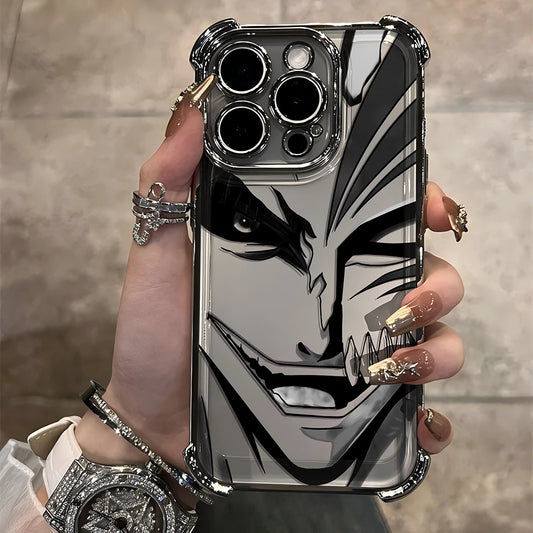 New HotAnime Cool BLEACH Plating Case For iPhone 16 15 14 13 12 11 Pro Max X XR XSMax 7 8 6 Plus Anti-Fall Airabag Back Cover