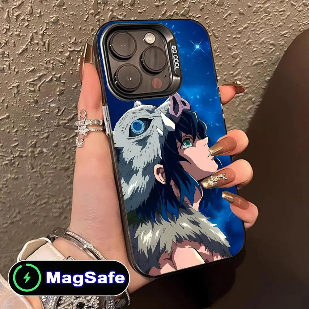 Demon Slayer Inosuke Phone Case for iPhone 16 15 14 13 12 11 Pro Max Plus MagSafe Translucent Colour Protective Smartphone Cover