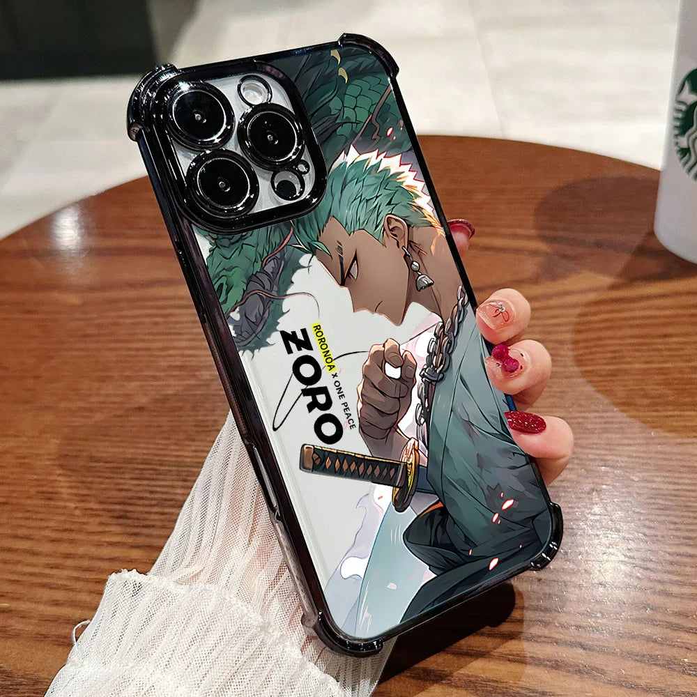 HOT Anime Ones Pieces Plating Phone Case For iPhone 17 17e 16 15 14 13 12 11 Pro Max X XR XSMax Mini Air Plus Anti-Fall Airabag
