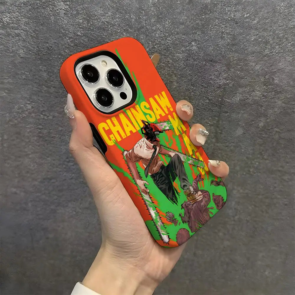 Power Chainsaw Man Anime Phone Case Hard PC For IPhone 16 Pro Max 16 15 14 Plus 13 12 11 Two-in-one Glossy HD Cover