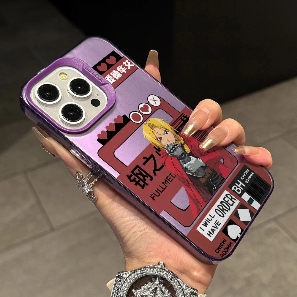 Anime Fullmetals Alchemists Phone Case for iPhone 17 Air 16 16e 15 14 Plus 13 12 11 Pro Max X Xs XR 8 Colorful Silver Hard Cover